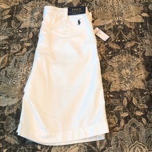 Ralph Lauren Relaxed Fit White Flat Front Shorts